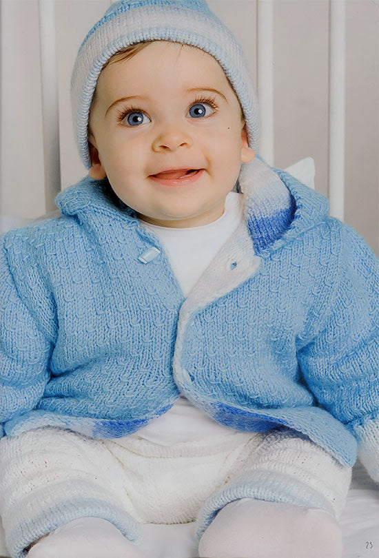 סט לתינוק קרדיגן דו צדדי, מכנסיים וכובע