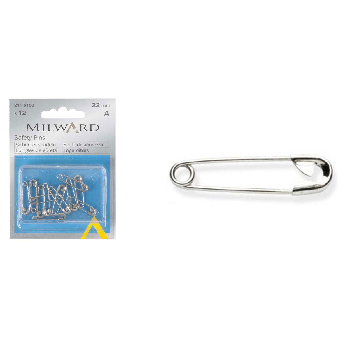 סיכות ביטחון כסף 22 מ"מ, 12 יח׳