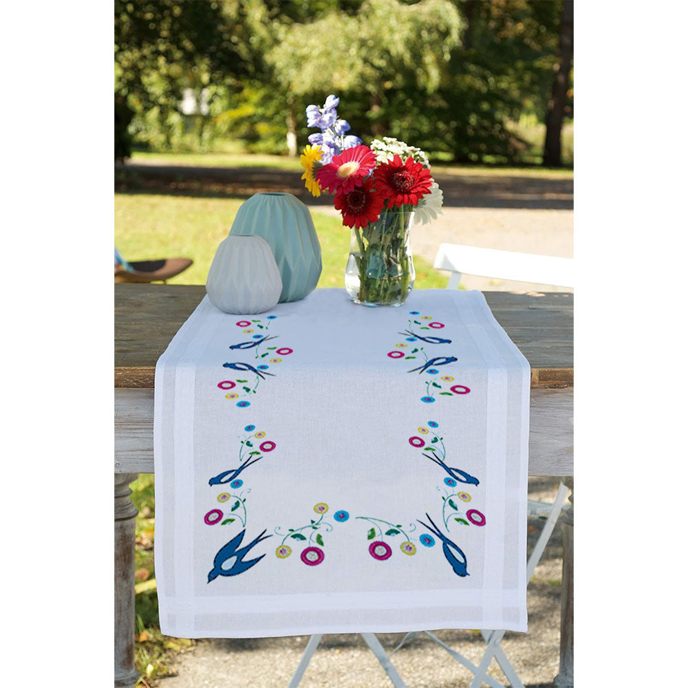 ראנר ״ציפורים כחולים״ ערכת רקמה מסורתית 40X100 ס״מ 609.8833