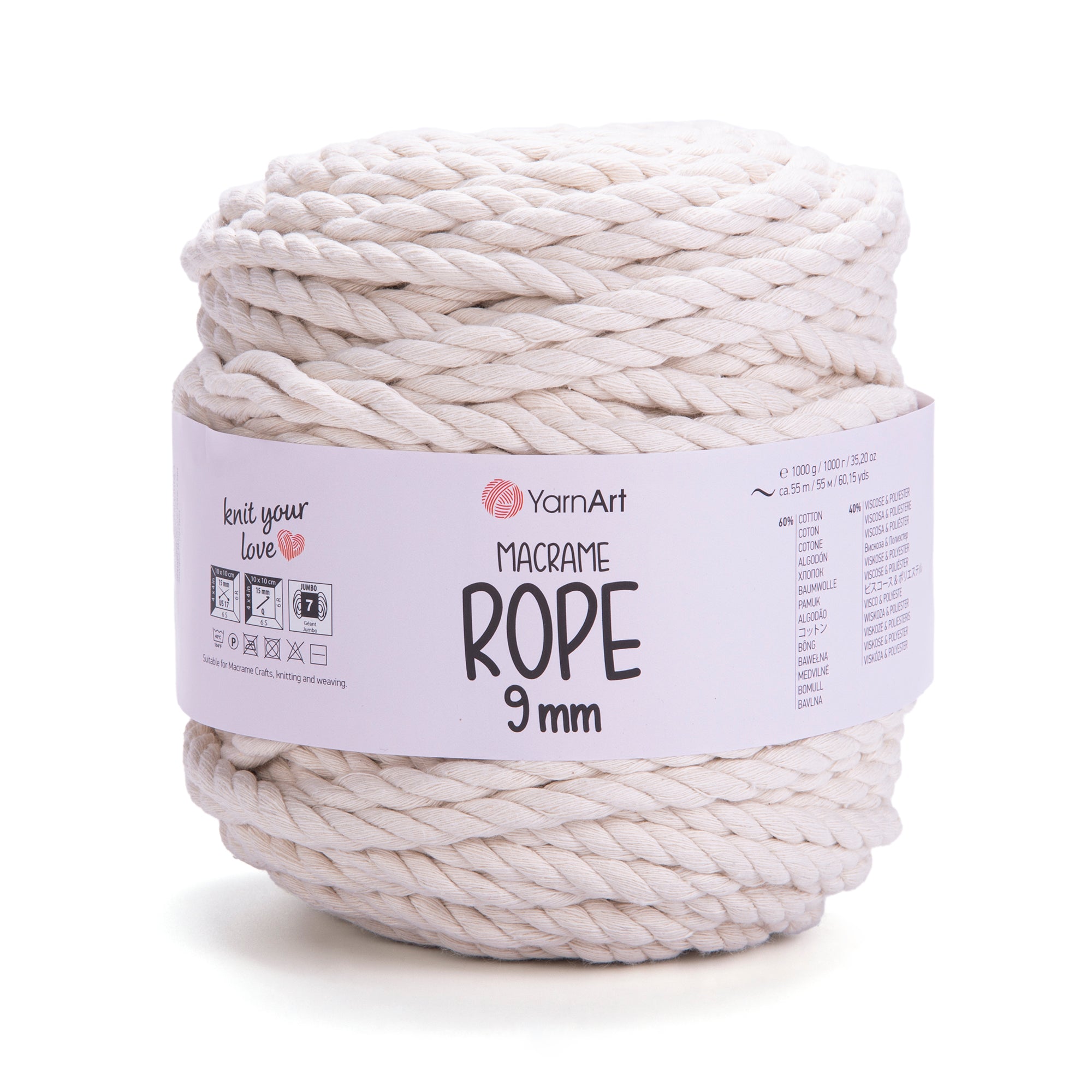 חוט מקרמה עבה 9 מ״מ MACRAME ROPE 9 mm