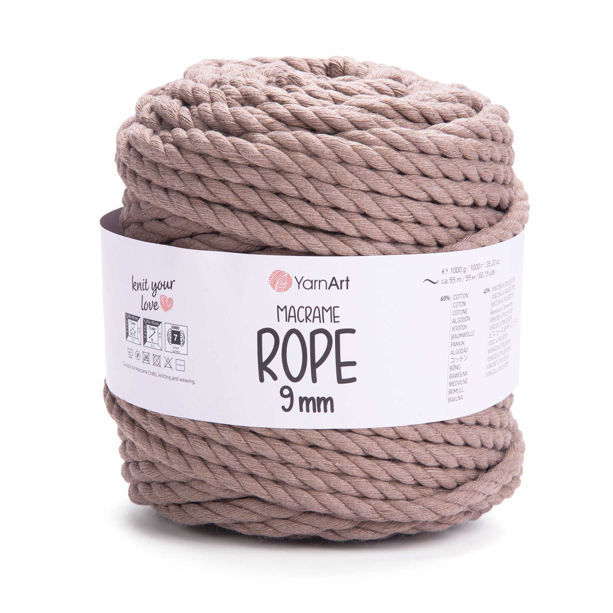 חוט מקרמה עבה 9 מ״מ MACRAME ROPE 9 mm