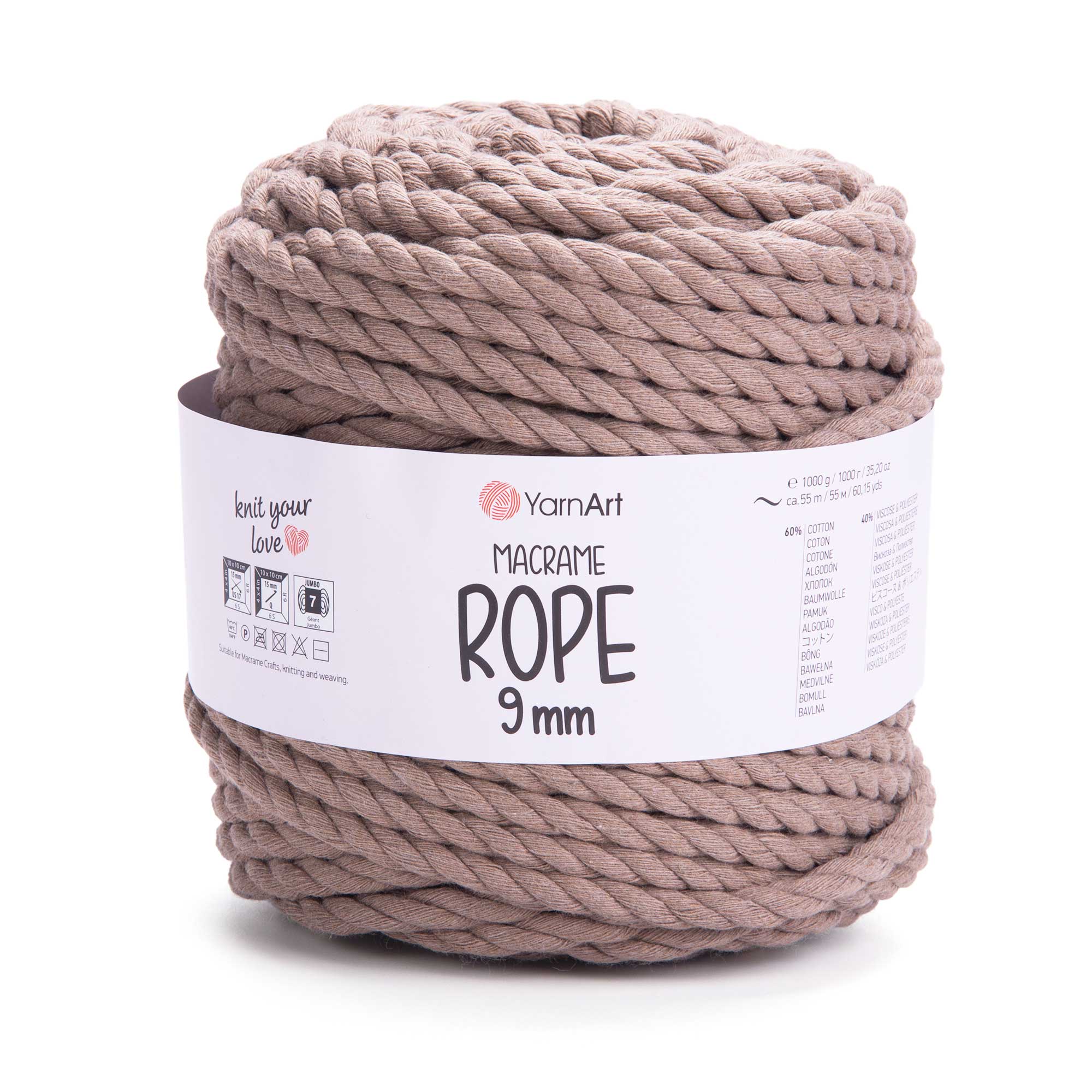 חוט מקרמה עבה 9 מ״מ MACRAME ROPE 9 mm