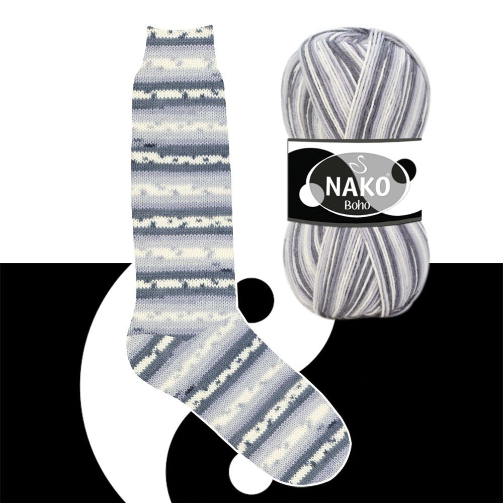 חוטי צמר צבעוני לסריגת גרביים BOHO DESEN