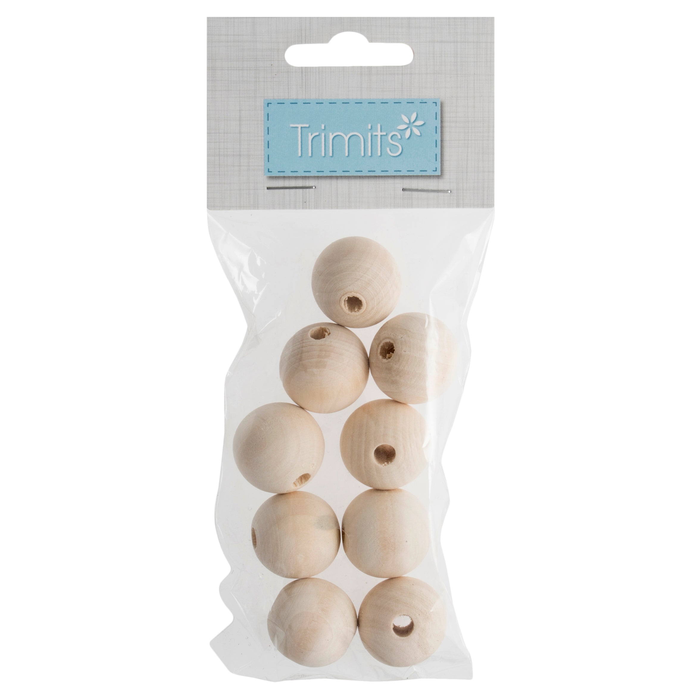 חרוזי יצירה עץ עגול 2.5 ס"מ עם חור 5 מ"מ חבילה 9 יח׳