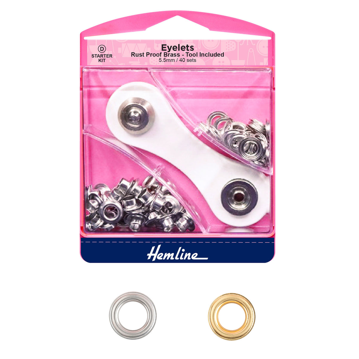 לולאות מתכת לבגד עם מכשיר – 5.5 מ״מ 40 יח׳