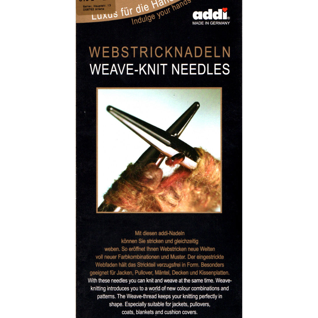 מסרגות עבות לסריגה ואריגה Addi Weave-Knit Needles