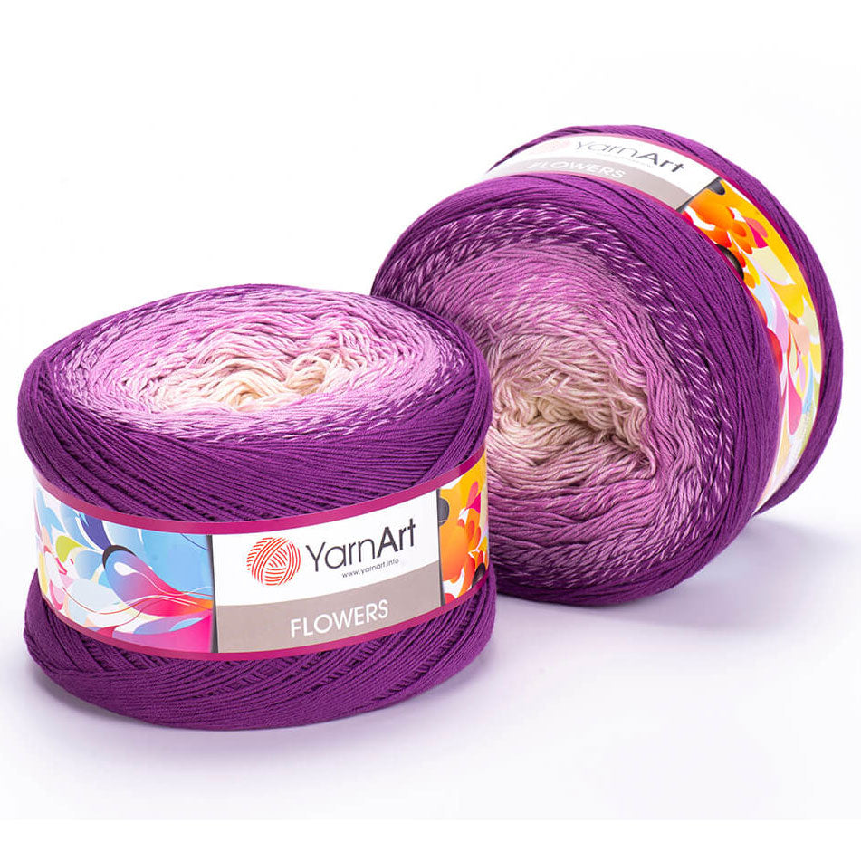 חוטי כותנה צבעוניים לסריגה FLOWERS 250g/1000m