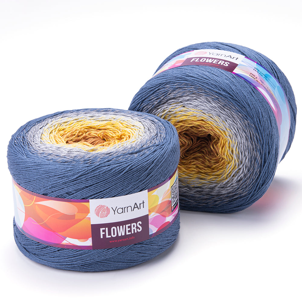 חוטי כותנה צבעוניים לסריגה FLOWERS 250g/1000m