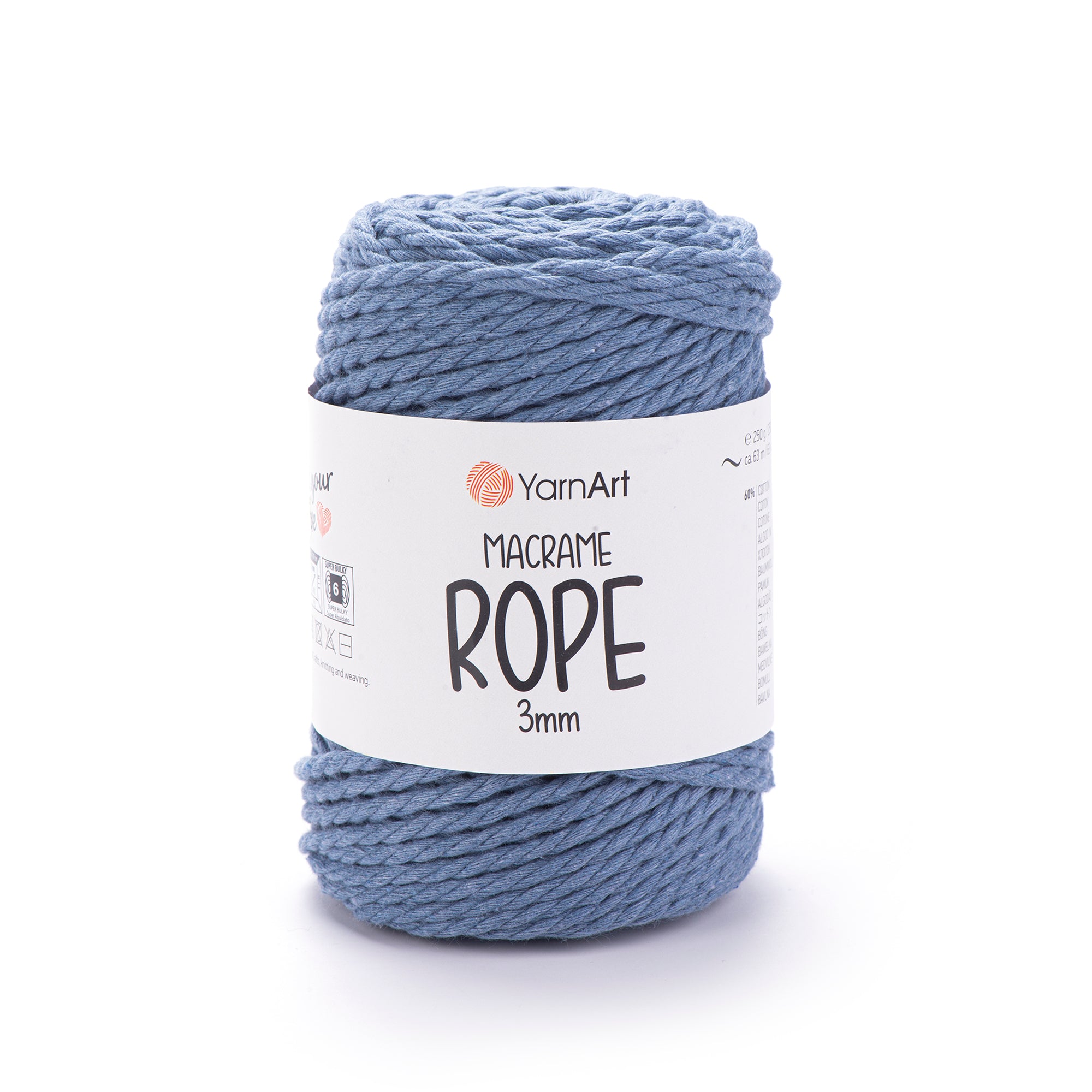 חוטי מקרמה לסריגה ועבודת יד MACRAME ROPE 3MM
