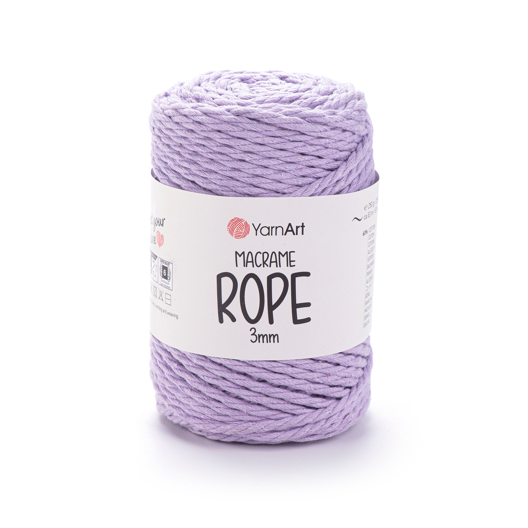 חוטי מקרמה לסריגה ועבודת יד MACRAME ROPE 3MM