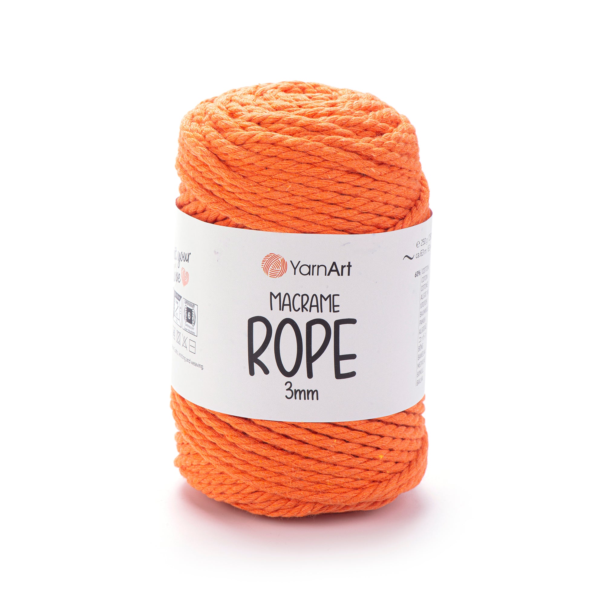 חוטי מקרמה לסריגה ועבודת יד MACRAME ROPE 3MM
