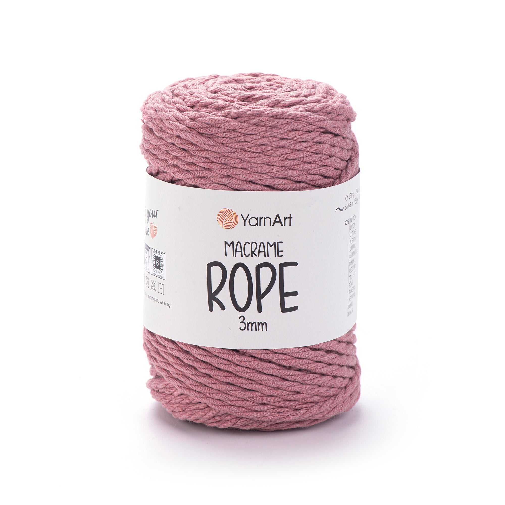 חוטי מקרמה לסריגה ועבודת יד MACRAME ROPE 3MM