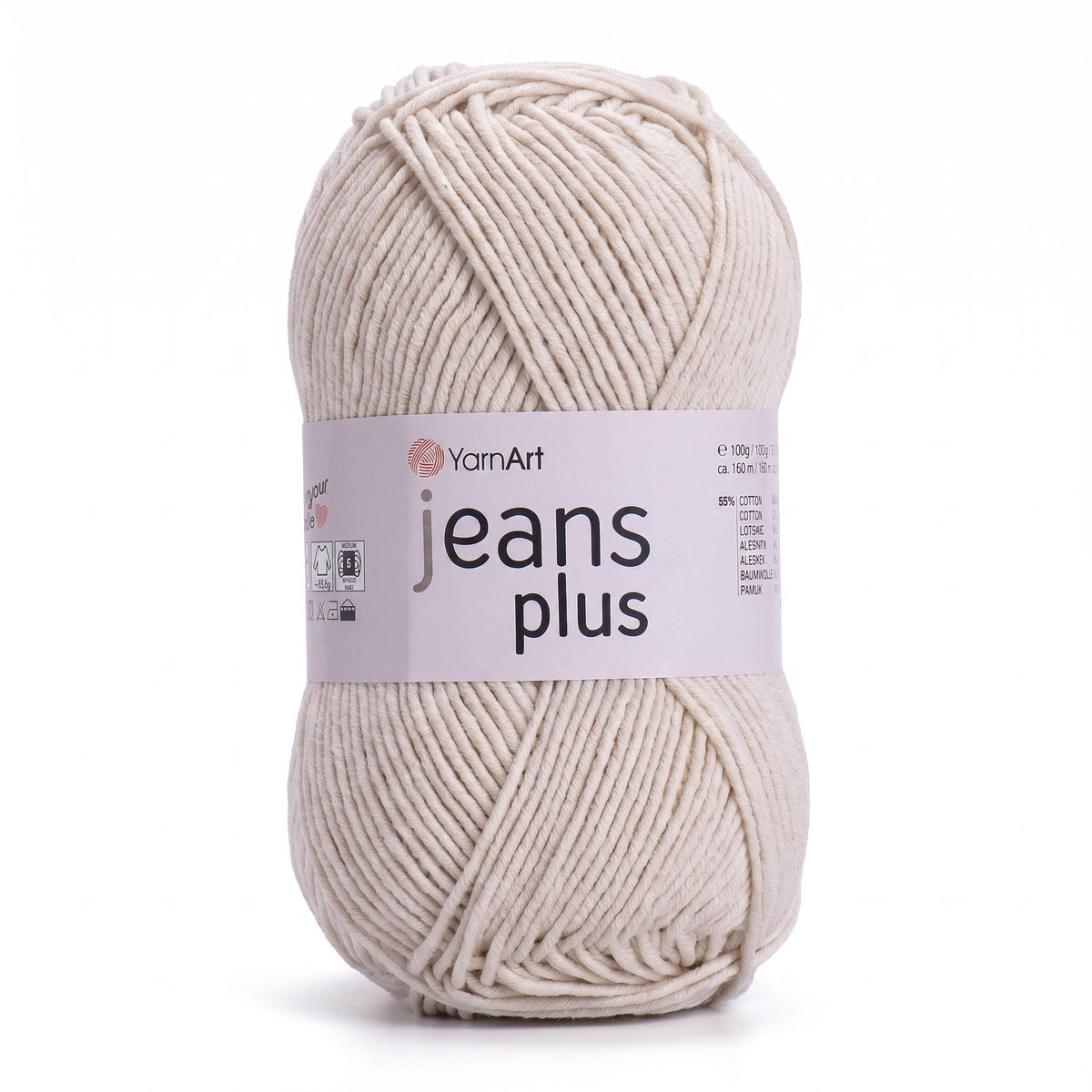 חוטי כותנה לסריגת תיקים, בובות ושמכות JEANS PLUS 100g/160m