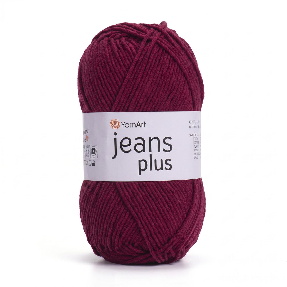 חוטי כותנה לסריגת תיקים, בובות ושמכות JEANS PLUS 100g/160m