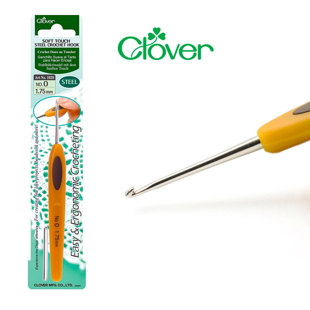 מסרגת קרושה מפלדה לחוטים דקים – 1.25-1.75 מ״מ Clover Soft Touch