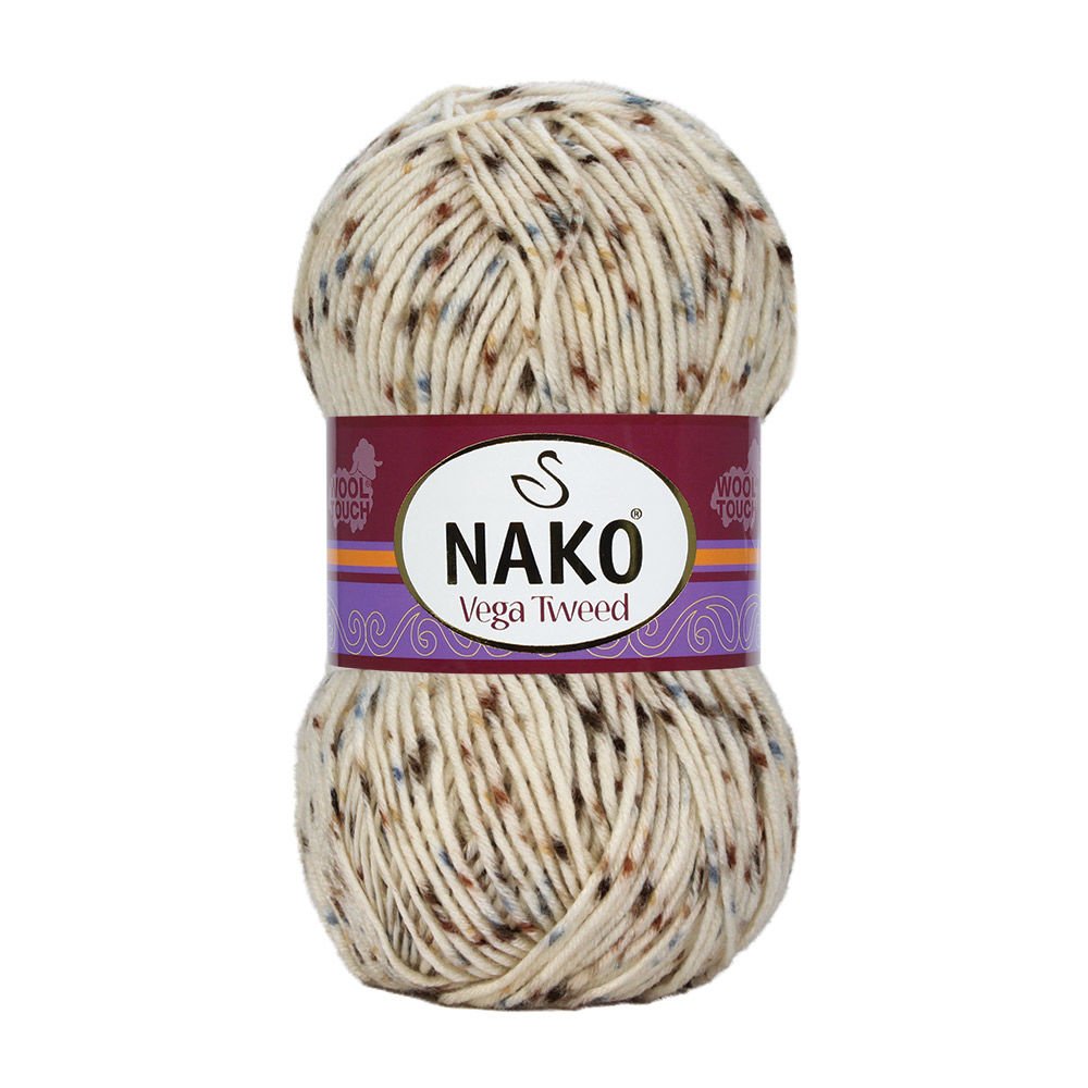צמר טוויד עם נגיעות עדינות של צבע למסרגות 4-6 VEGA TWEED