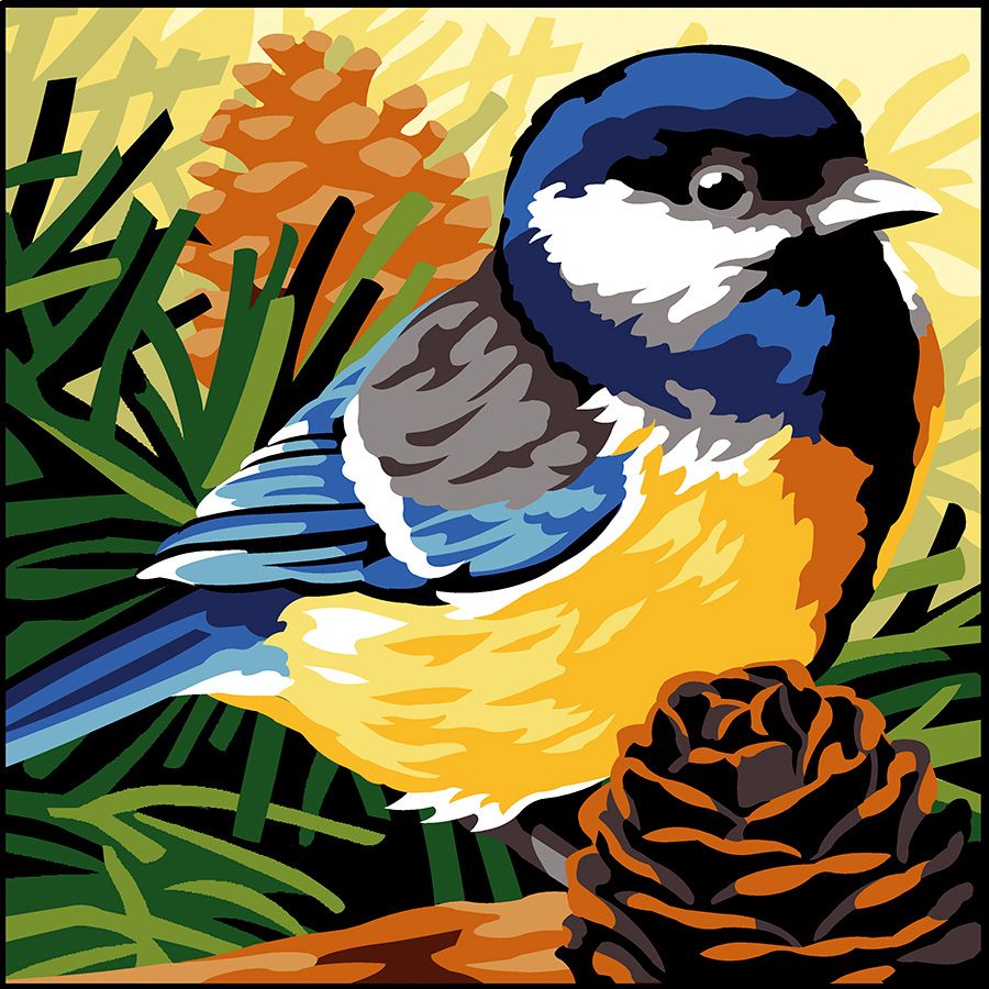 כרית לרקמה עם צמר עבה ״ציפור כחול החזה״ למבוגרים או למתחילים 1903.233