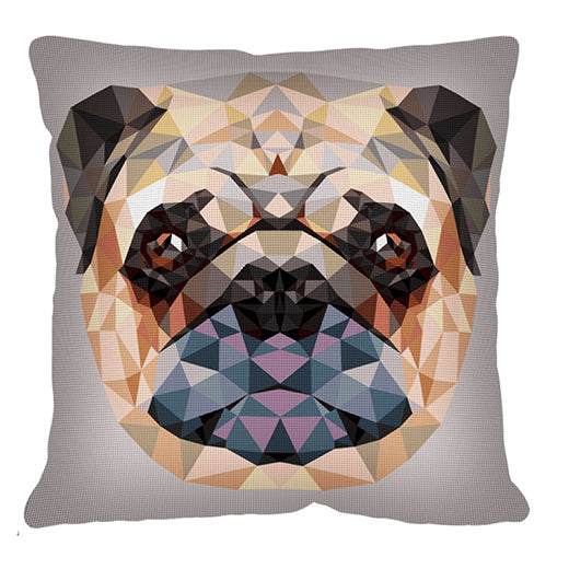 כרית לרקמה עם הדפס כלבלב פאג גיאומטרי 1904.47