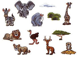 דוגמאות רקמה למכונת רקמה קובץ  חיות ספארי