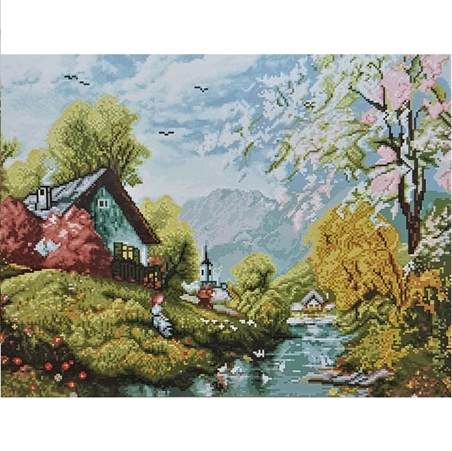 ערכת רקמה בד גבינה מודפס עם חוטים 319