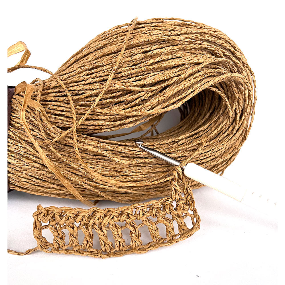 חוטי רפיה טבעית לסריגה יצירתית, צבע טבעי