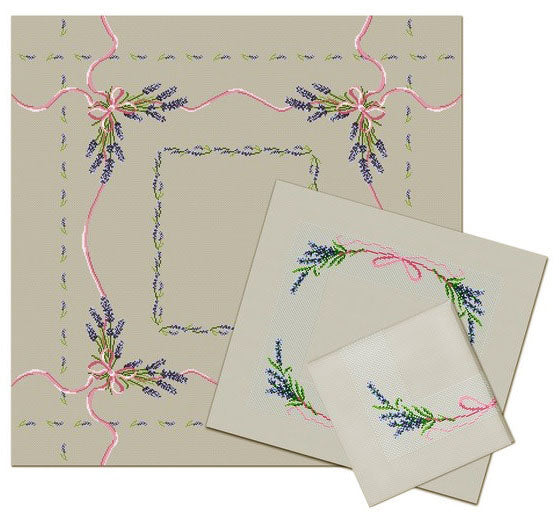 ערכה לרקמת מפה פרחים לבנדר NS01