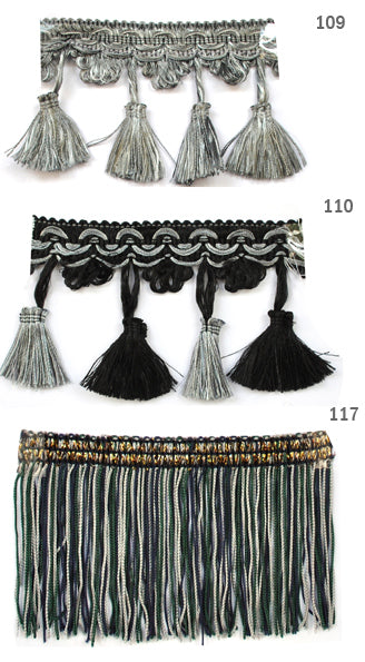 פרנזים לוילון בגווני אפור כסוף ושחור