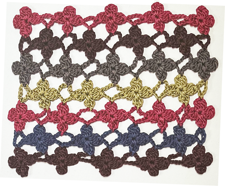 תרשים סריגה במסרגה אחת פרחים