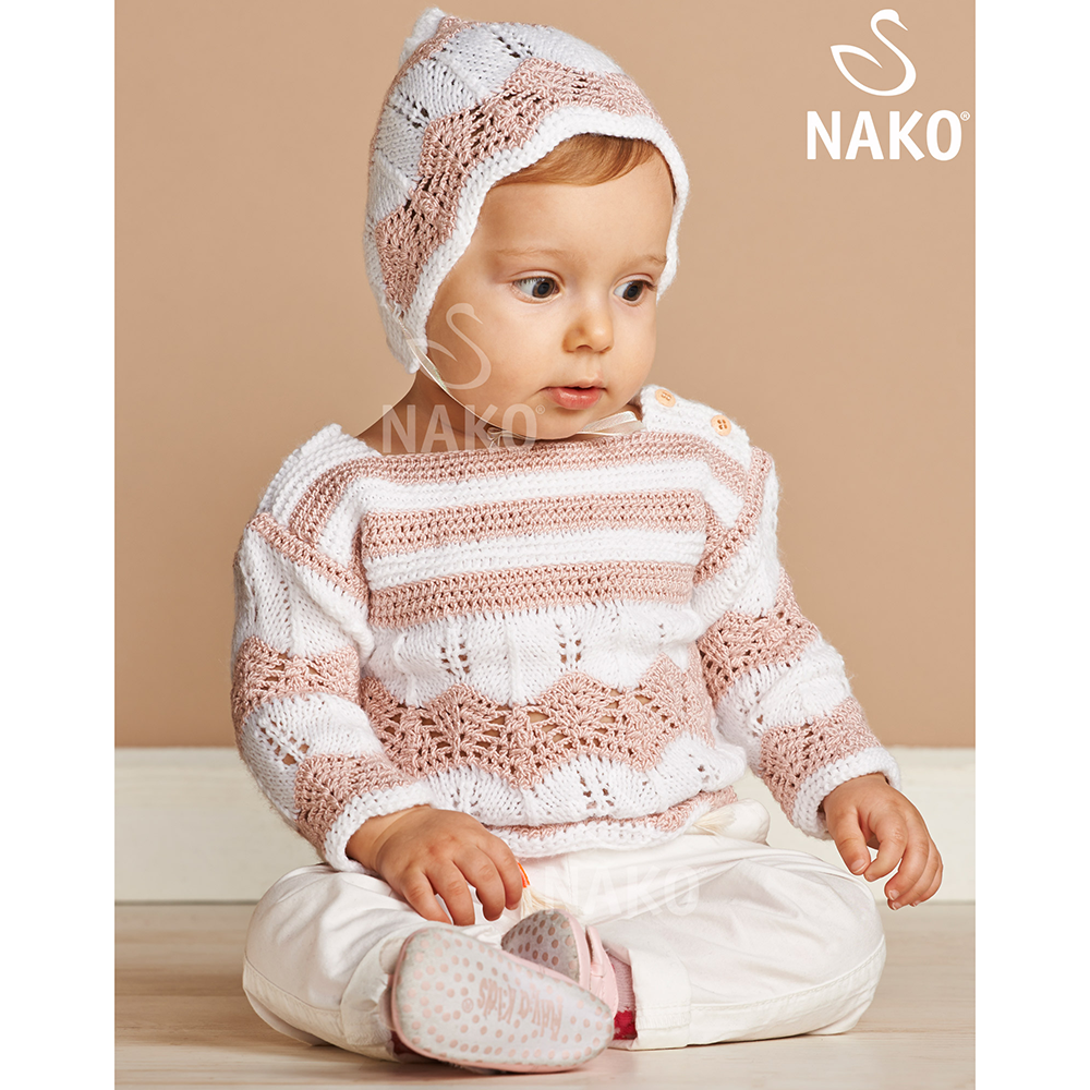 תרשים סריגה בשתי מסרגות סוודר לתינוק NAKO