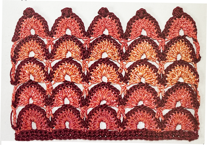 תרשים סריגה במסרגה אחת מוטיב מניפות