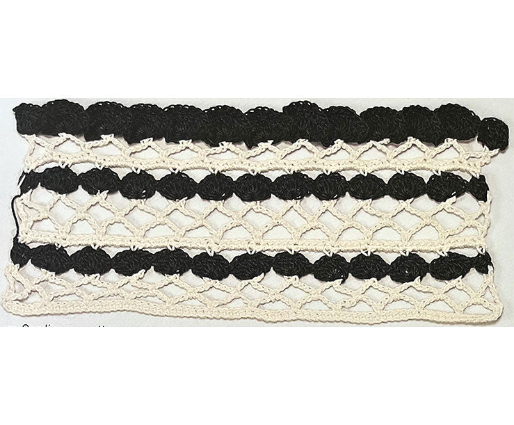 תרשים סריגה במסרגה אחת מניפות בשרשרת