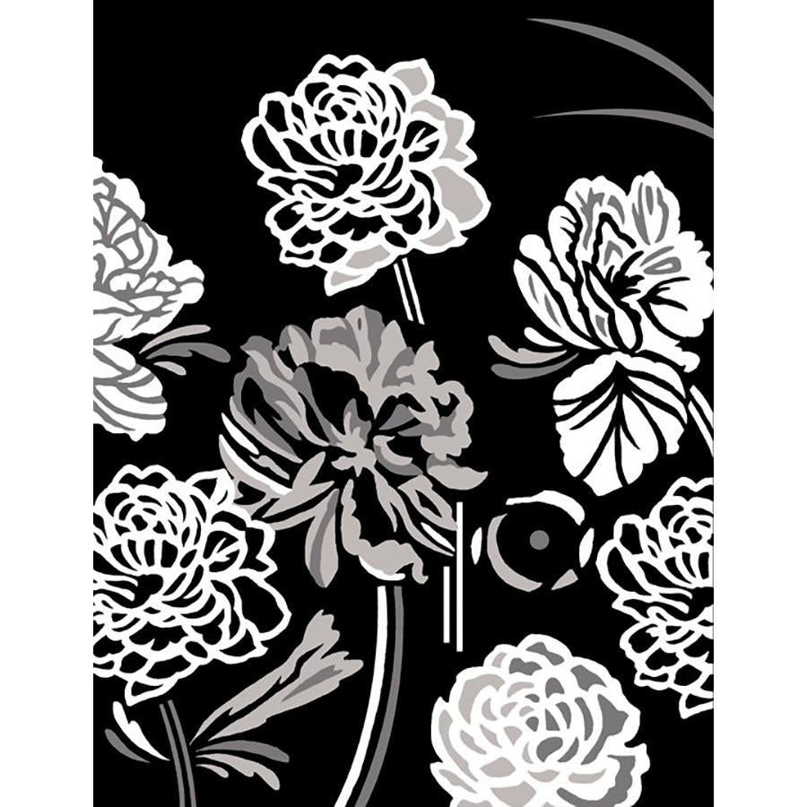 גובלן לרקמה פרחים אפור לבן על רקע שחור 133.3520