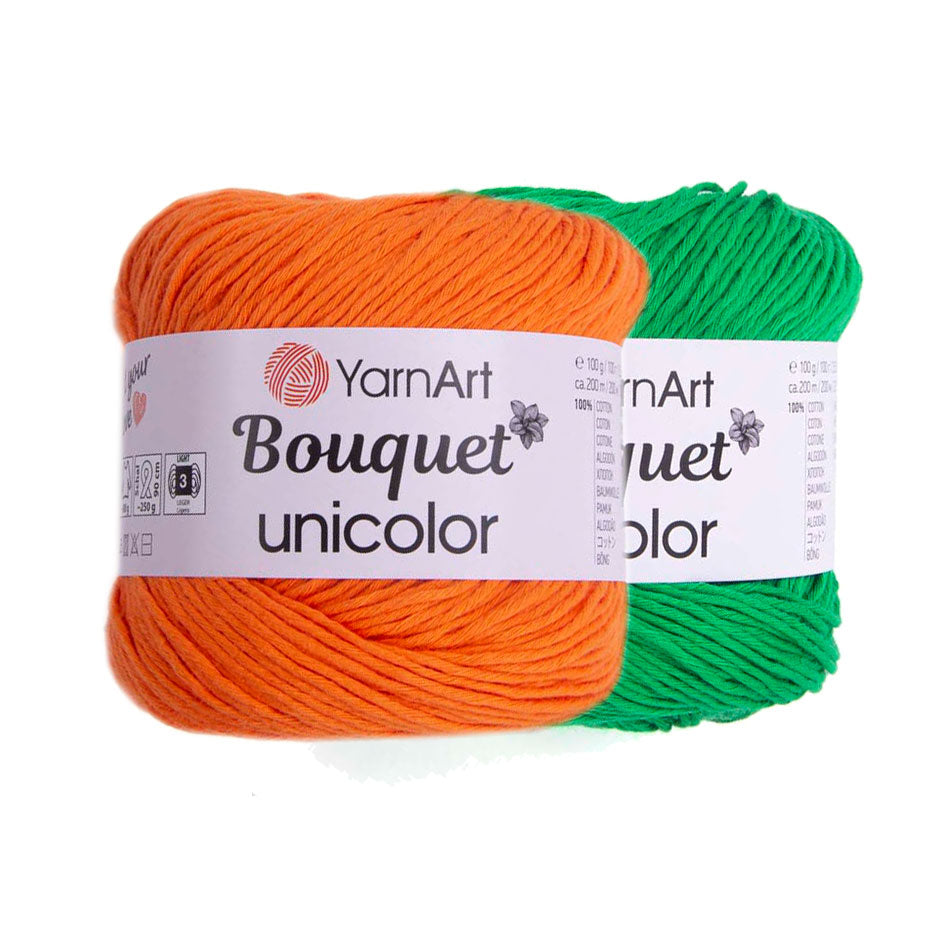חוטי כותנה לסריגת יד BOUQUET UNICOLOR 100g/200m