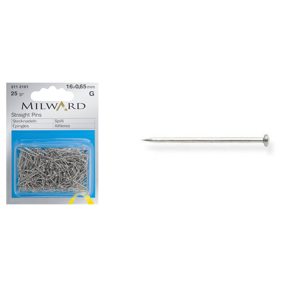 סיכות תפירה קצרות מפלדה כסף 16x0.65 מ"מ, 25 גרם