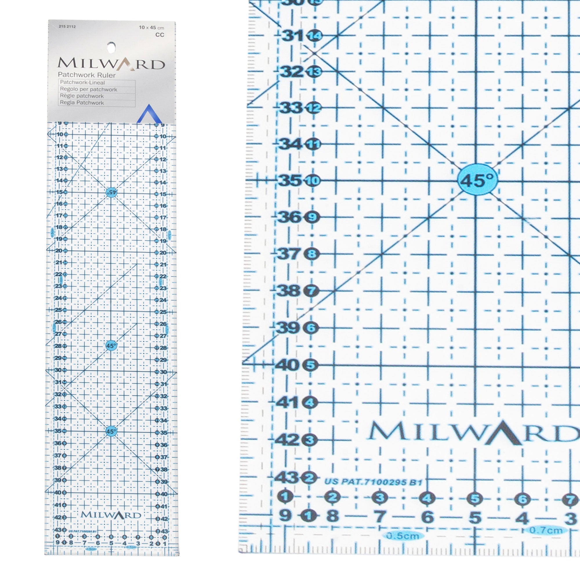סרגל לעבודות תפירה וטלאים Patchwork 10×45 cm