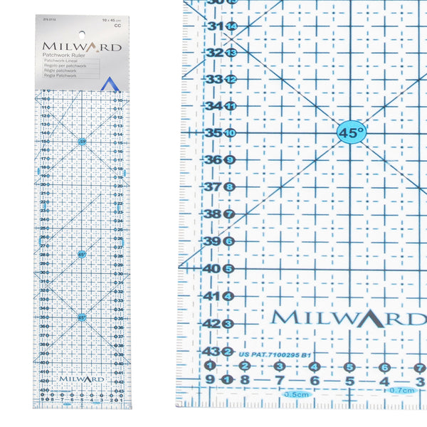 סרגל לעבודות תפירה וטלאים Patchwork 10×45 cm