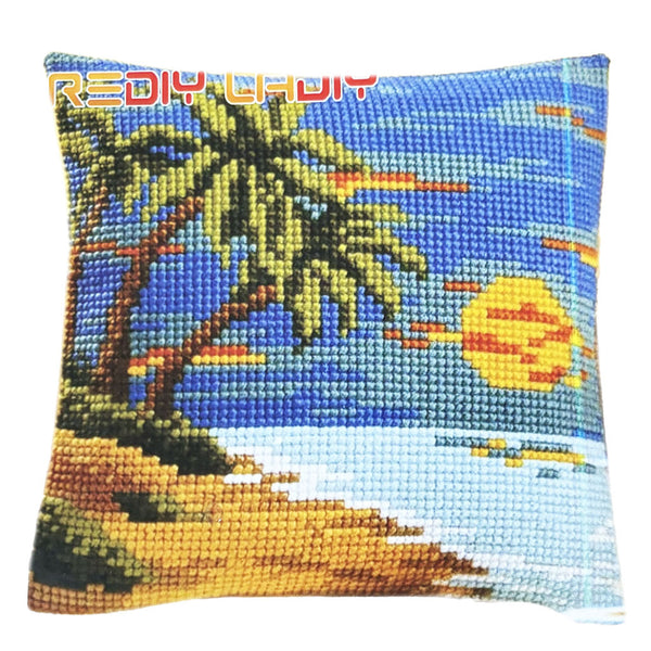 ערכת רקמה להכנת כרית - דקלים על החוף  Art.501