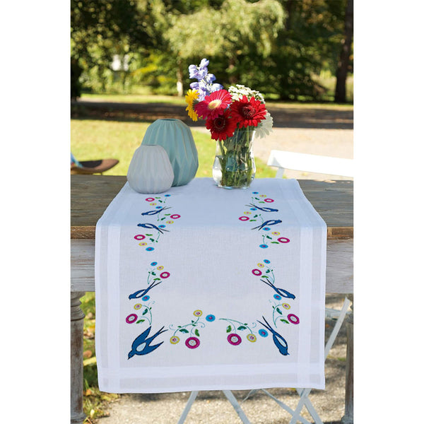 ראנר ״ציפורים כחולים״ ערכת רקמה מסורתית 40X100 ס״מ 609.8833