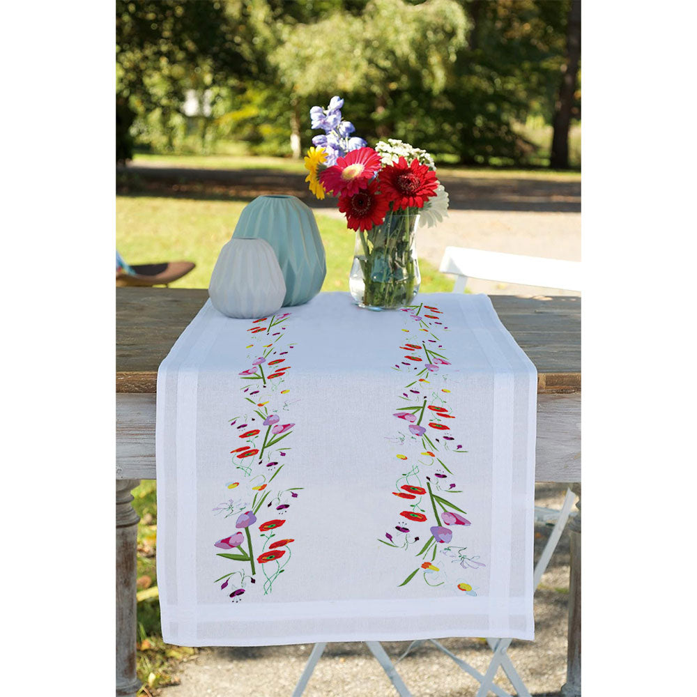 מפת ראנר ״פרחים באביב״ - ערכת רקמה עם חוטים  40X100 ס״מ 609.8835