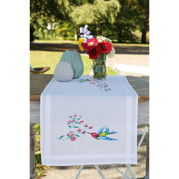 מפת ראנר ״ציפורים ופרחים״ - ערכת רקמה איקסים פשוטה 40X100 ס״מ 609.9093