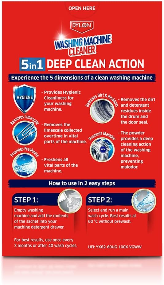 Dylon מנקה מכונת כביסה – מומלץ לאחר צביעת בדים