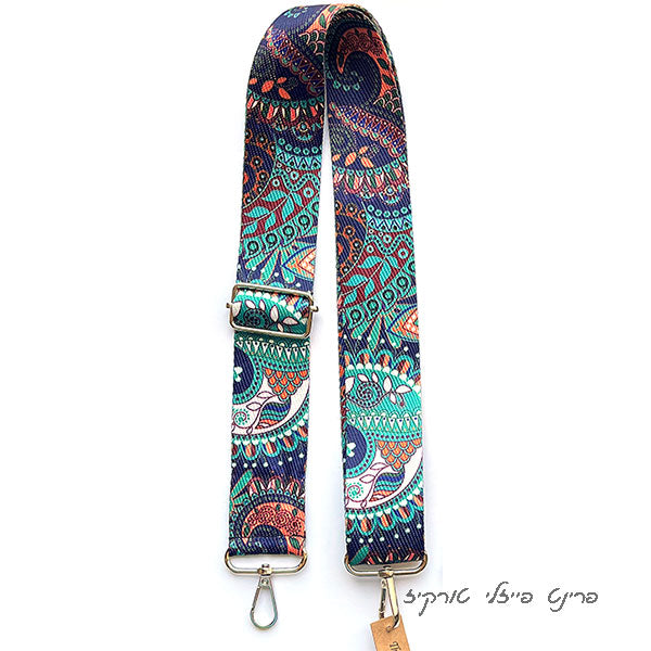 רצועה לתיק פרינט פייזלי טורקיז