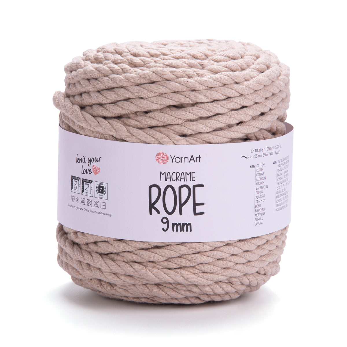 חוט מקרמה עבה 9 מ״מ MACRAME ROPE 9 mm