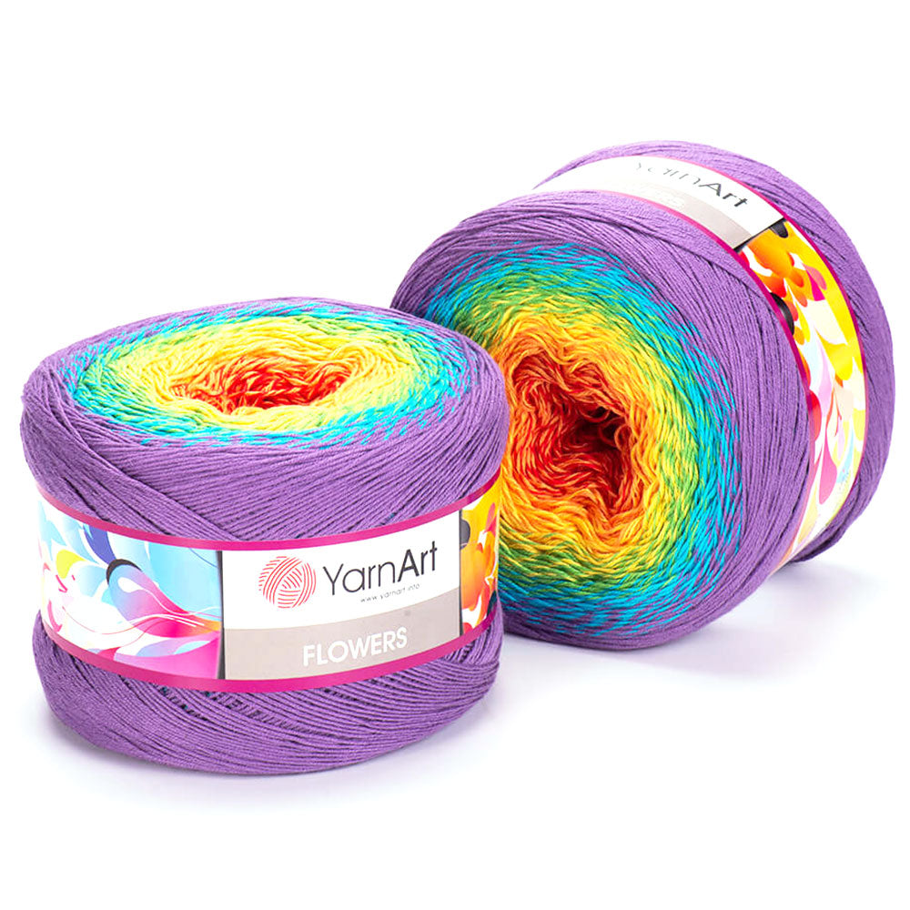 חוטי כותנה צבעוניים לסריגה FLOWERS 250g/1000m