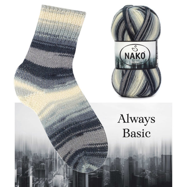 חוטי צמר צבעוני לסריגת גרביים BOHO DESEN