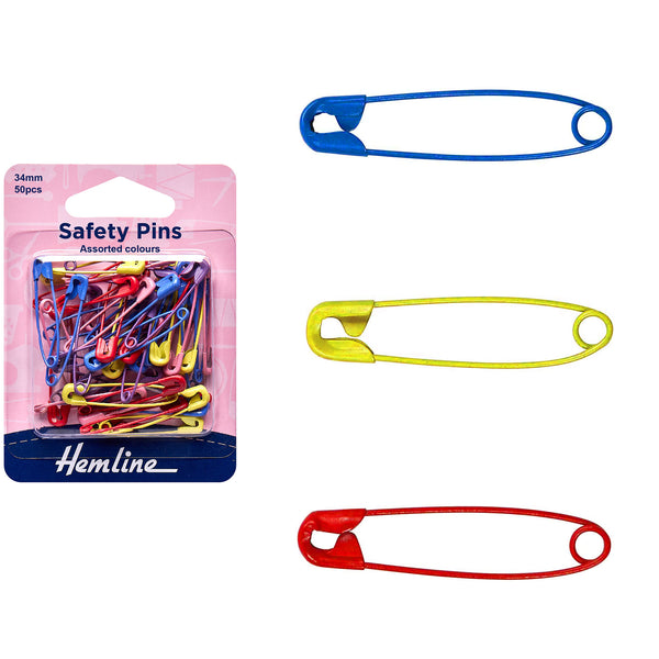 סיכות ביטחון צבעוניות בגודל 34 מ"מ, 50 יח׳