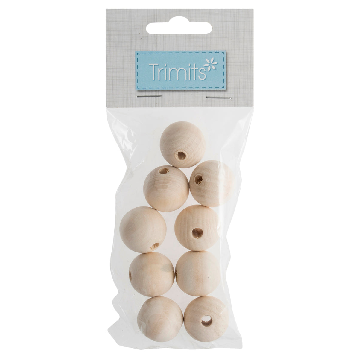 חרוזי יצירה עץ עגול 2.5 ס"מ עם חור 5 מ"מ חבילה 9 יח׳
