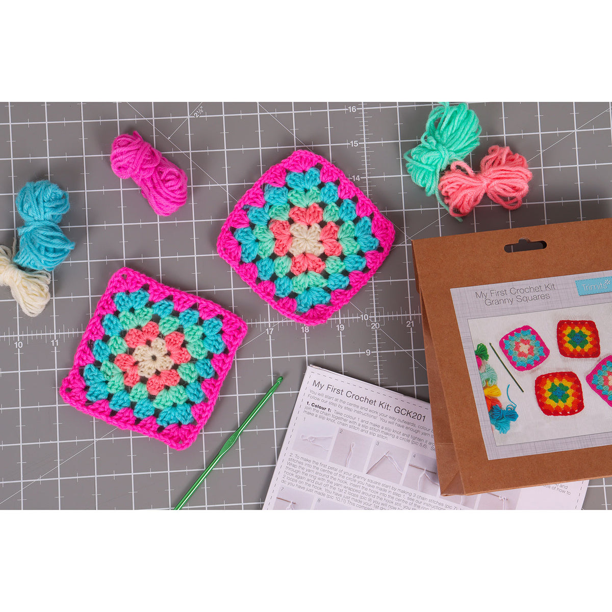 ערכת קרושה למתחילים – ריבועי גרני צבעוניים