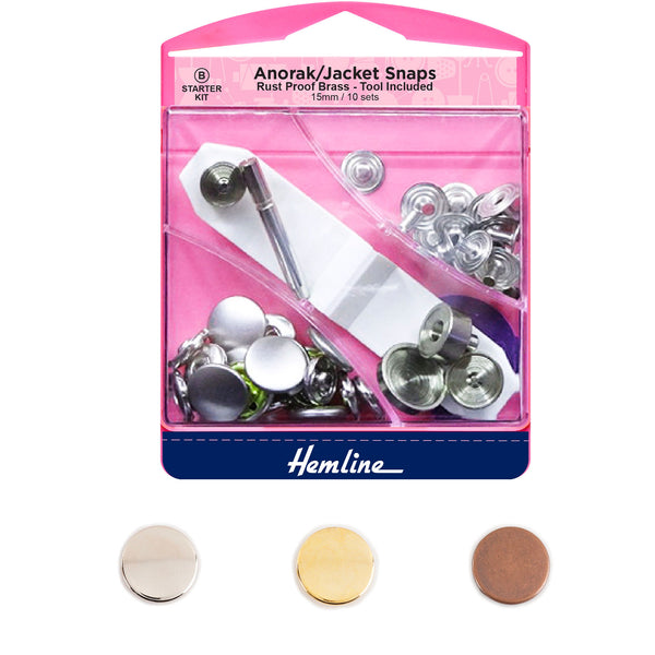 לחצניות מתכת למעיל וז׳קט – ‎15 מ״מ, (10 סטים)