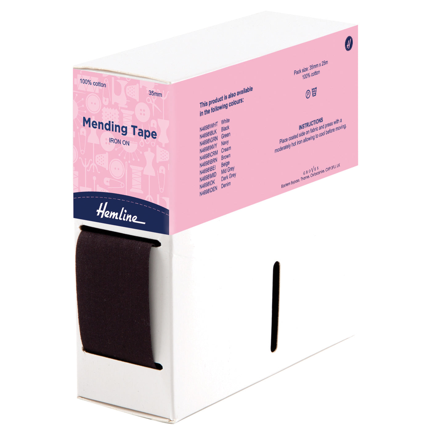 סרט תיקון נדבק בגיהוץ רוחב 35 מ״מ, כותנה